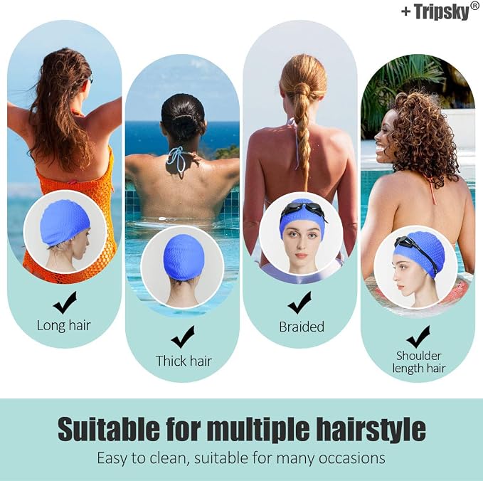 Tripsky Silicone Swim Cap, Comfortable Bathing Cap Ideal - Image 4