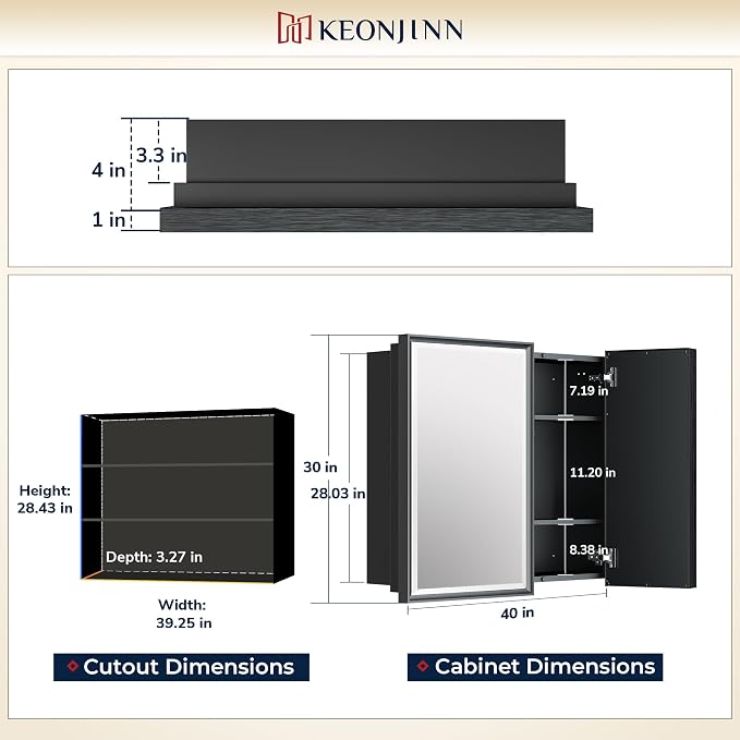 Keonjinn 40” x 30” Medicine Cabinets - Image 3