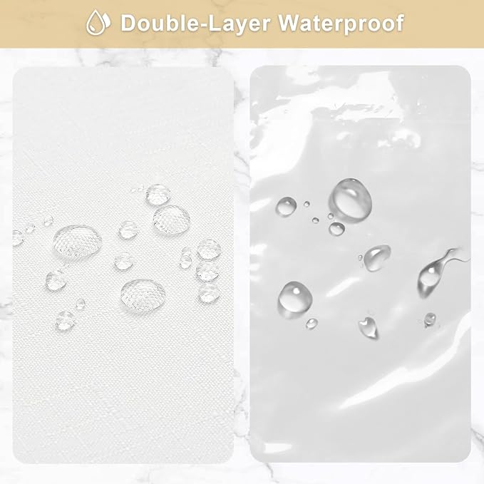 MitoVilla 3 in 1 Shower Curtain Set, Waterproof Fabric Hotel Bathroom Curtain - Image 5