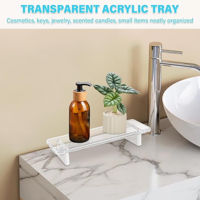 2Pack Acrylic Counter Tray Organizer. Multi-Purpose Kitchen & Bathroom Sink - Image 7