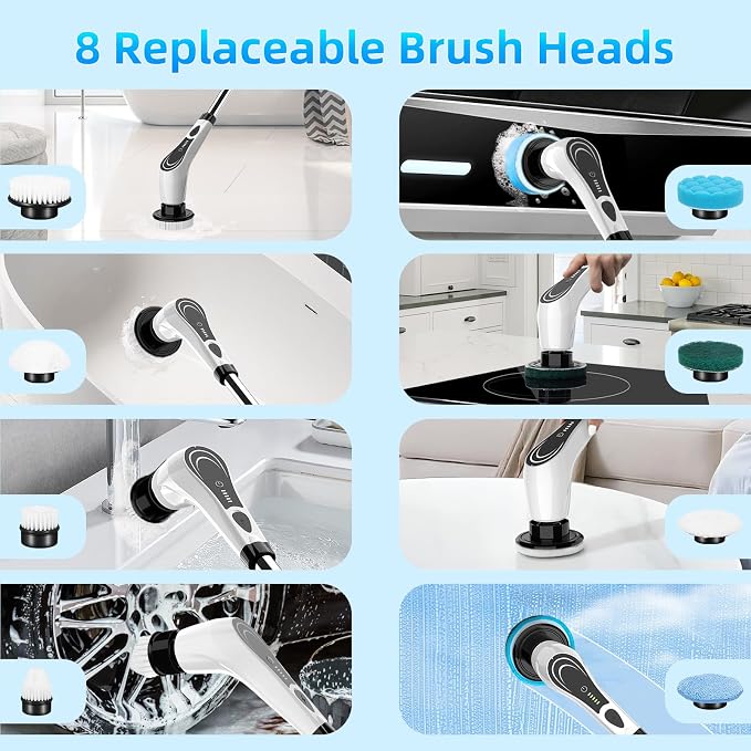 White Electric Spin Scrubber, Cordless Spin Scrubber - Image 6