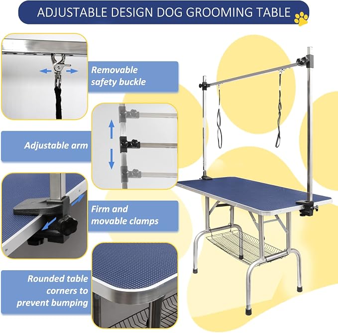 ROOMTEC 46" Dog Grooming Table, Foldable Home Pet Bathing Station - Image 5
