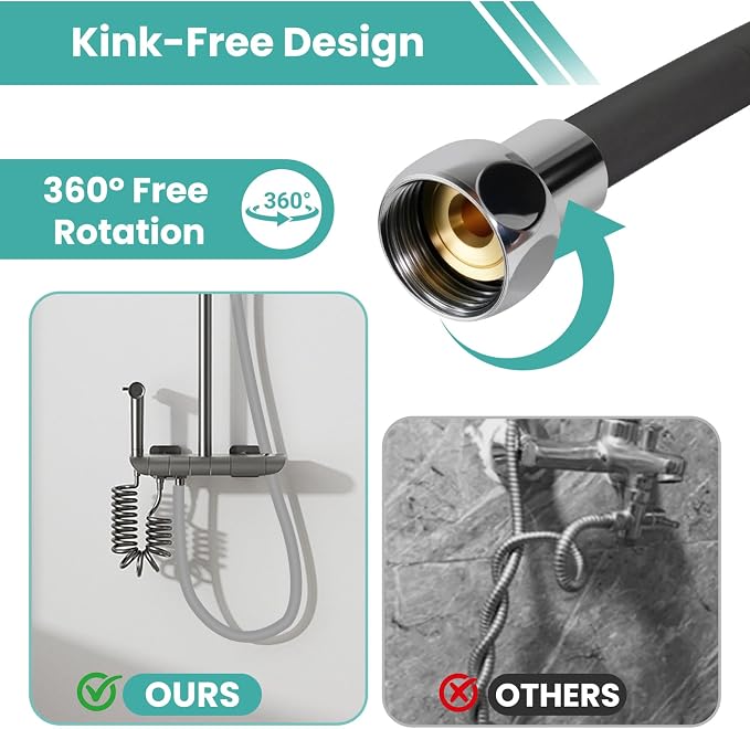 59 Inches Silicone Shower Hose, Ultra-Soft Anti-Kink Designed Handheld Shower - Image 3