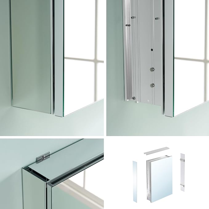 WELLFOR 48" x 30" Bathroom Medicine Cabinet, Anodized Chrome Aluminum Frame - Image 12