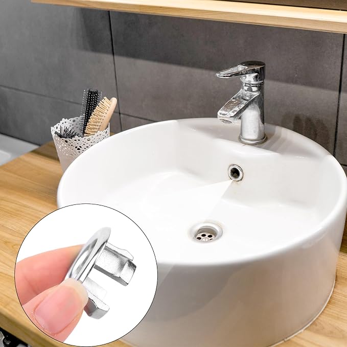 10 Pcs Sink Overflow Ring Cover, Chrome Bathroom Sink Overflow Trim Ring Cap - Image 3
