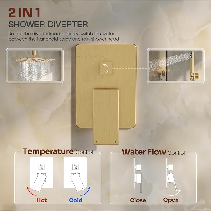 Ceiling Mount Shower System, High-Pressure Showerheads Set - Image 7