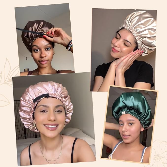 YANIBEST Adjustable Satin Bonnet Double Layer Hair Bonnet - Image 6