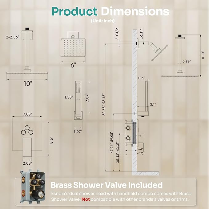 Black Shower System, Matte Black Shower Faucet Set - Image 2