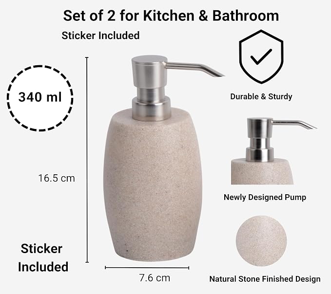 Sandstone Textured Resin Soap Dispenser - Image 3