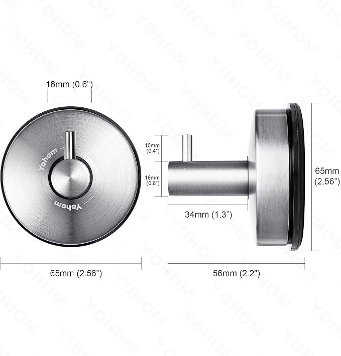 YOHOM Vacuum Suction Cup Hooks Shower Towel Holder Bathroom Shower Hook Brushed - Image 6