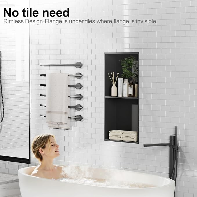 Bathbliss Shower Niche, No‑Tile Recessed Wall Niche, 11.18"x22.3" SUS304 - Image 3