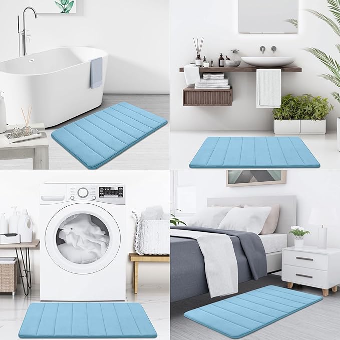 Buganda Memory Foam Bath Mat, Ultra Soft and Non-Slip Bathroom Rugs, Water - Image 7