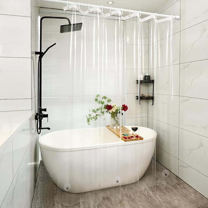 PEVA Clear Short Shower Curtain Liner 60 x 66 inch, Transparent Shower Liner - Image 6