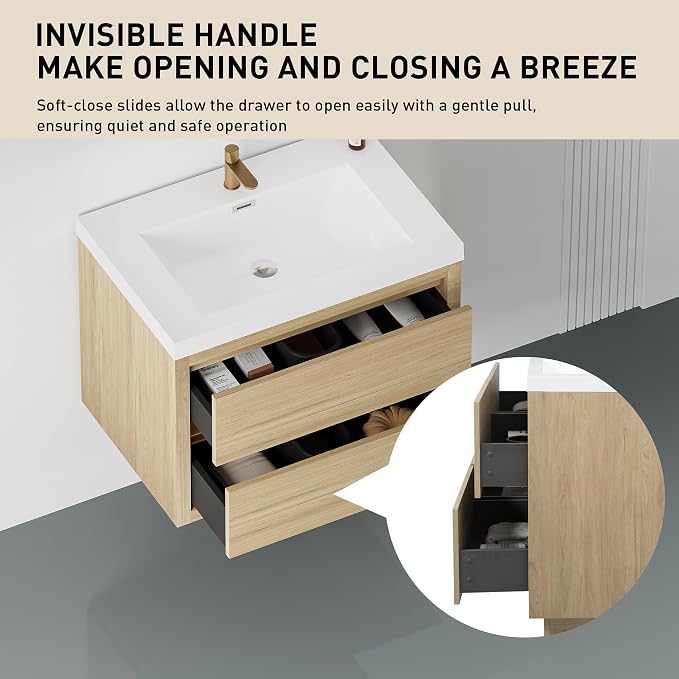 30" Wall-Mounted Bathroom Vanity - Image 4