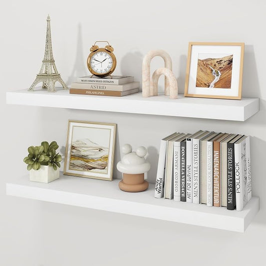 Floating Shelves for Wall, 9.3" Deep Wall Mounted Wood Shelves for Bathroom by Unknown