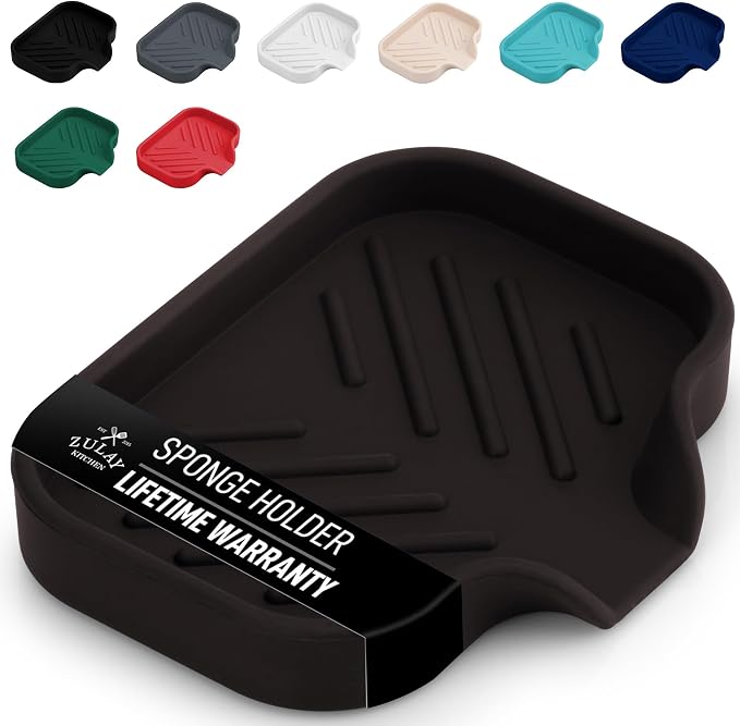 Zulay Kitchen Small Silicone Sponge Holder – Space-Saving Sink Organizer Tray by ZulayKitchen