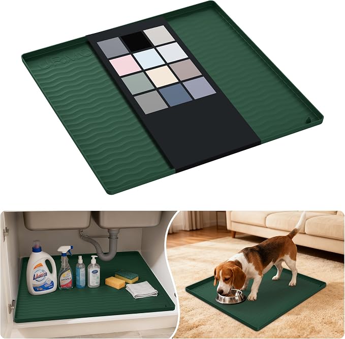 URMONA Waterproof Silicone Under Sink Mat 19'' x 19'' Shelf Liner by URMONA