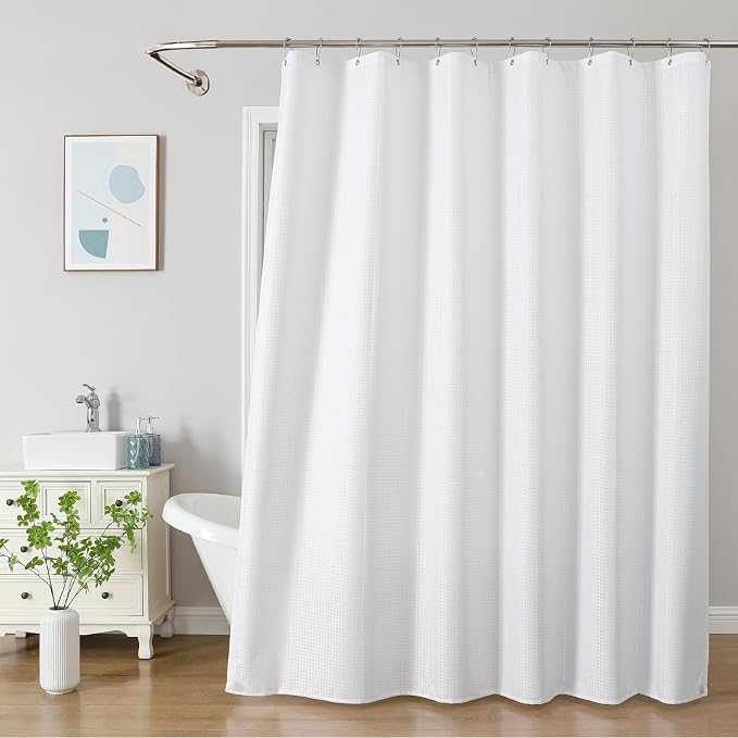 2-in-1 Waterproof Fabric Shower Curtain - Image 2