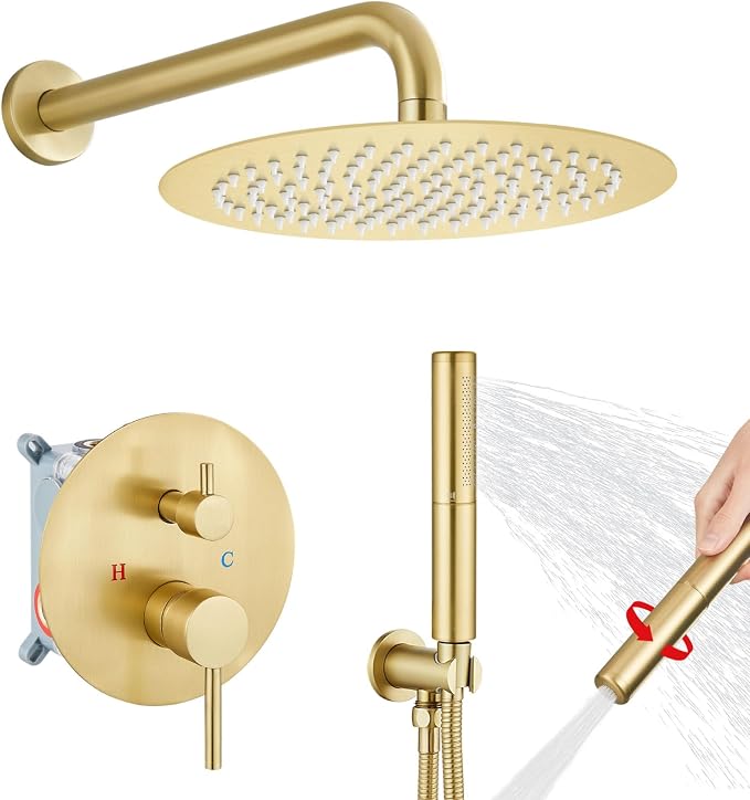 Airuida Shower Fixtures 2 Functions Shower Faucet Set Wall Mounted by Airuida