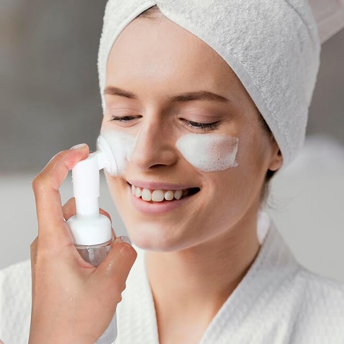6PCS Foam Bottle with Brush, Empty Foaming Pump Dispenser Small Face Cleanser - Image 3