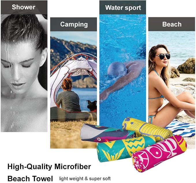 4Monster Microfiber Beach Towel Quick Dry, Super Absorbent Lightweight Travel - Image 6