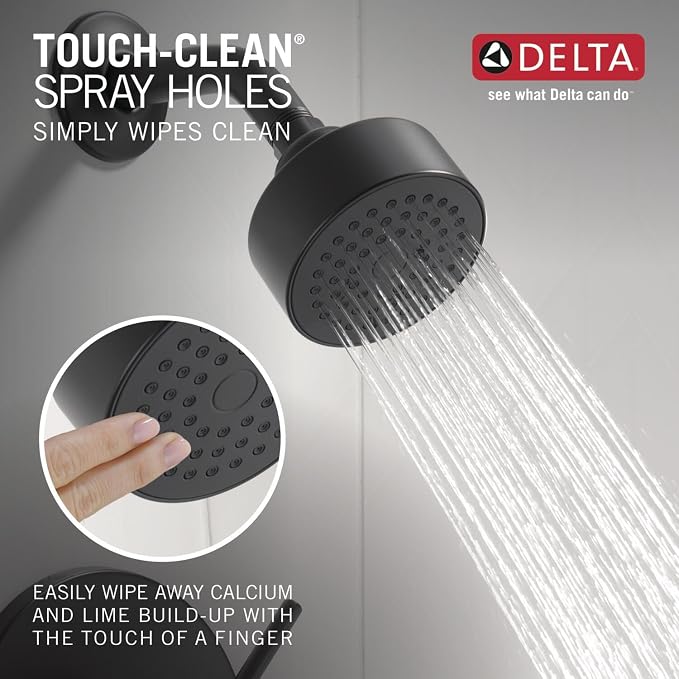 Delta Modern 14 Series Shower Faucet Set, Matte Black Shower Head and Handle Set - Image 4