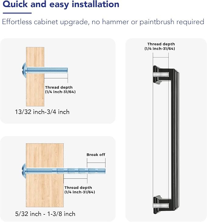Ravinte Hardware 1 Pack Matte Black Cabinet Pulls, 5 Inch Hole Center Zinc - Image 4