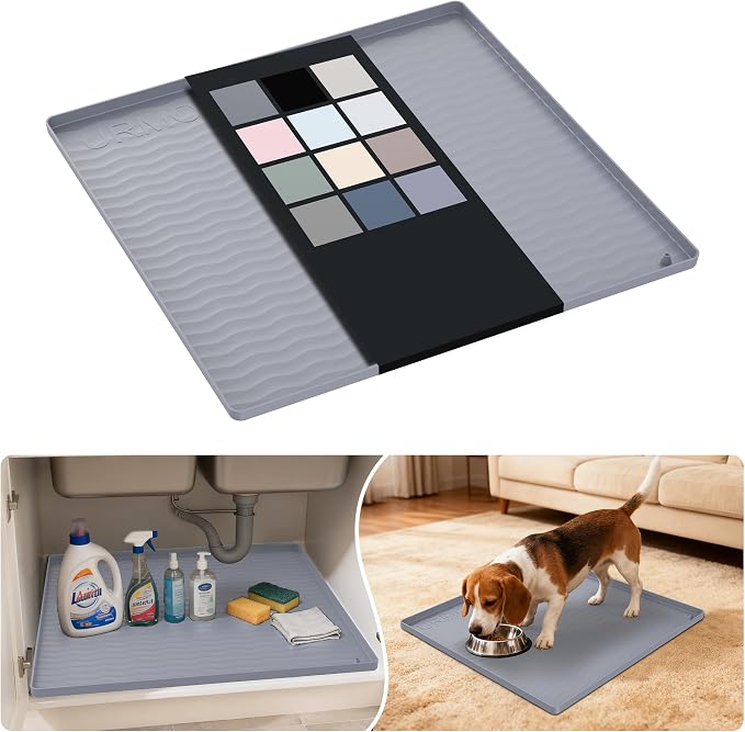 URMONA Waterproof Silicone Under Sink Mat 19'' x 19'' Shelf Liner by URMONA