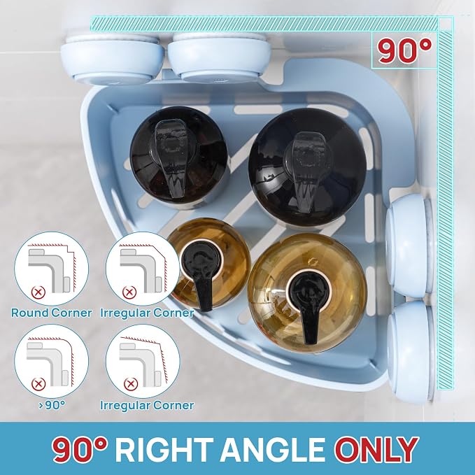 LEVERLOC Corner Shower Caddy Suction Cup, shower shelves suction cup, 2 Pack - Image 3