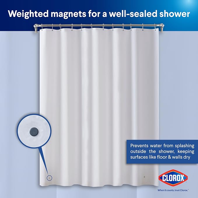 Clorox Shower Curtain Liner, Premium Lightweight Flexible Waterproof 3g PEVA - Image 8