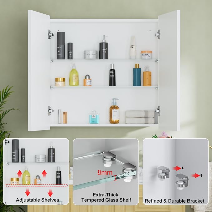 Buruis 30" x 30" Framed Medicine Cabinet - Image 6