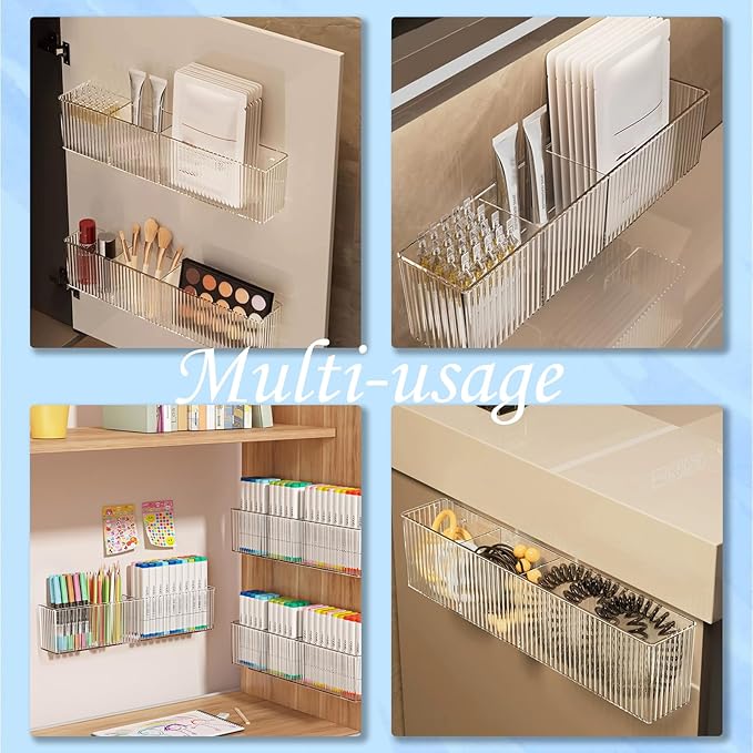 2 Pack Bathroom Makeup Organizer Wall Mount Clear Bathroom Organizers and - Image 5