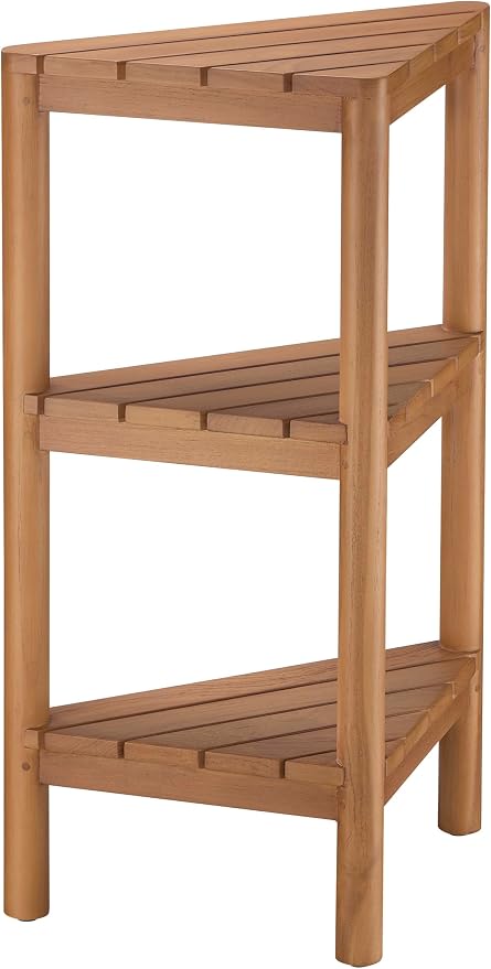 Fully Assembled Teak Corner Bath Shower Storage Stand, Corner Shelves, Shower - Image 5