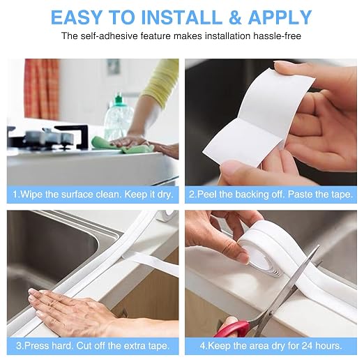 Caulk Tape Bath & Kitchen Self Adhesive Caulking Tape Waterproof, Toilet Caulk - Image 4