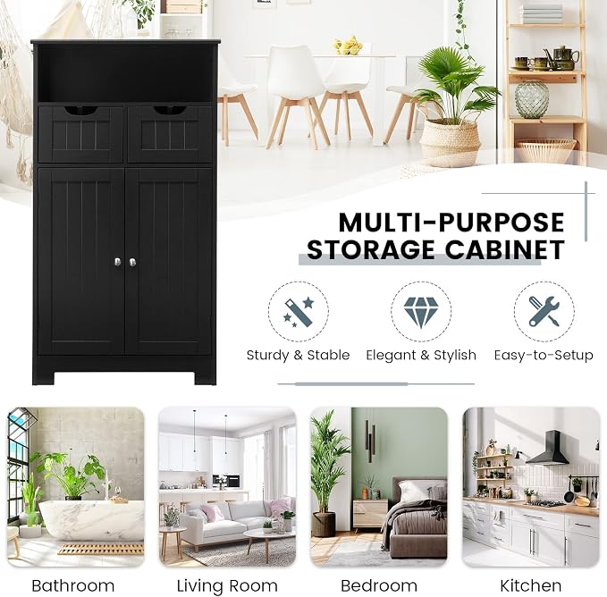 COSTWAY Bathroom Storage Cabinet, Freestanding Storage Organizer - Image 9