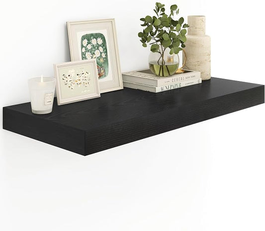 12" Deep Black Floating Shelves, Over Toilet Long Wall Mounted Modern Farmhouse by Heimlove