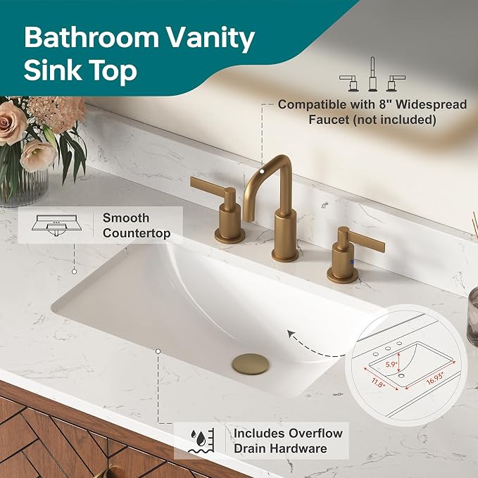 48 Inch Walnut Bathroom Vanity - Image 5