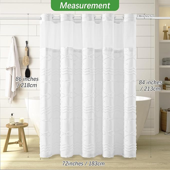 Long No Hook Tufted Chevron Striped Shower Curtain - Image 6