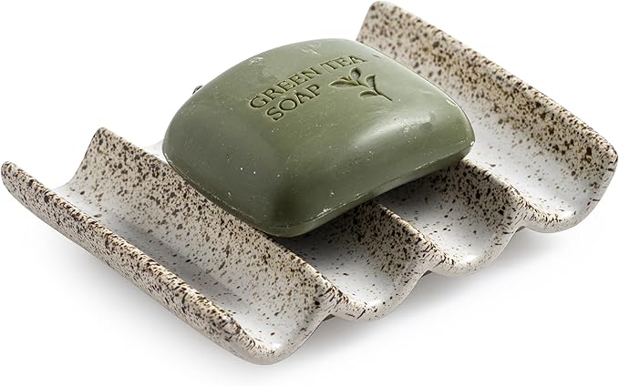 Soap Dish for Shower, Self Draining Bar Soap Holder for Shower, Ceramic by Cormomu