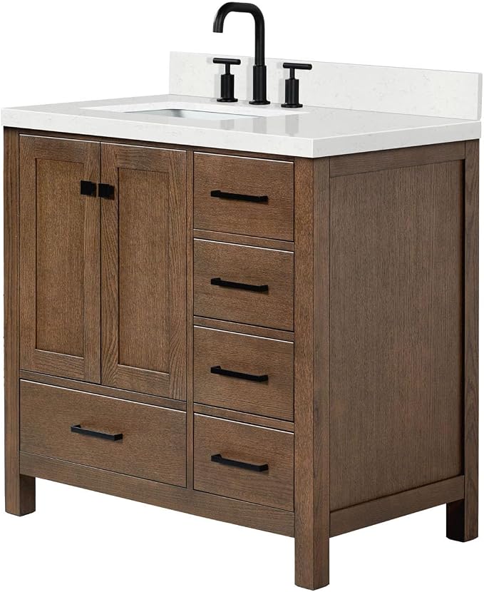 ARIEL Cambridge 36 Inch Single Rectangular Sink Bathroom Vanity - Image 4