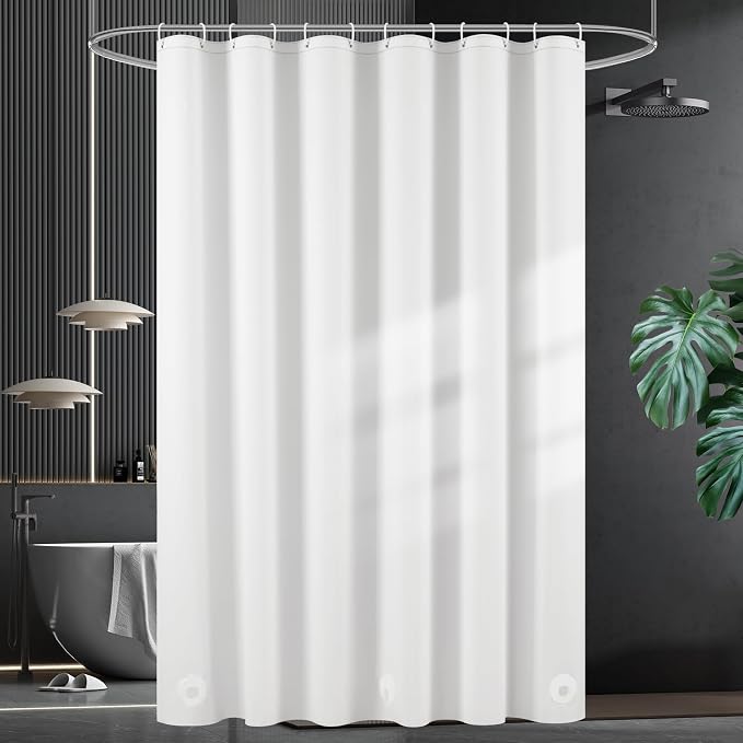 UFRIDAY White Short Shower Curtain Liner Premium PEVA 72 x 66 inch, Heavy Duty - Image 7
