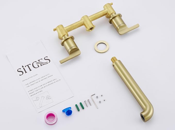 SITGES Solid Brass Wall Mount Tub Filler, High-End Design, High Flow Bathtub - Image 6