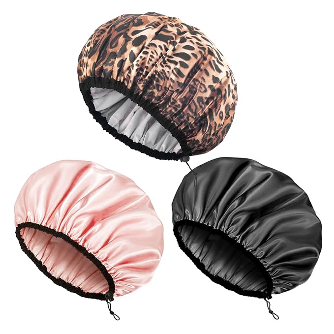 Auban Shower Cap for Women, Adjustable Reusable, Extra Large, Double-Layer by Auban