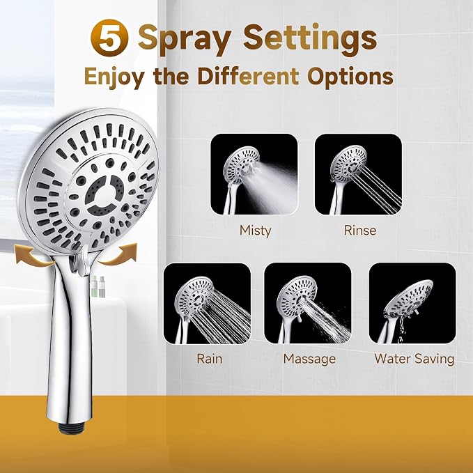 BRIGHT SHOWERS Rain Shower Heads System Including 9 Inch Rainfall Shower Head - Image 7