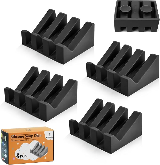 Silicone Soap Dish with Drain, Upgrade Double Suction Cups at The Bottom by AIXIAOYA