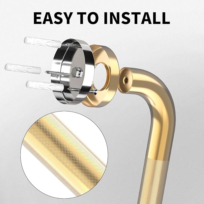 20 Inch Anti Slip Shower Grab Bar Gold, Munzong 2 Pack Bathroom Grab Bar - Image 4