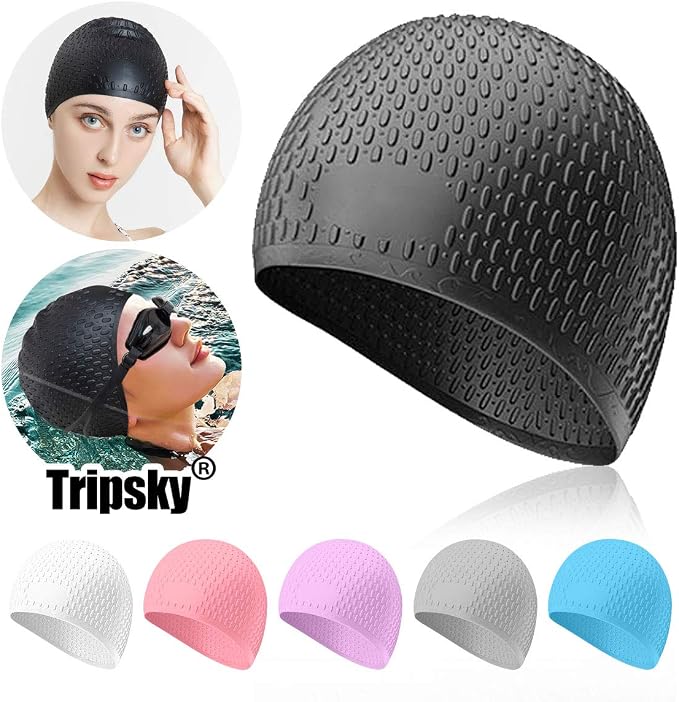 Tripsky Silicone Swim Cap, Comfortable Bathing Cap Ideal - Image 9
