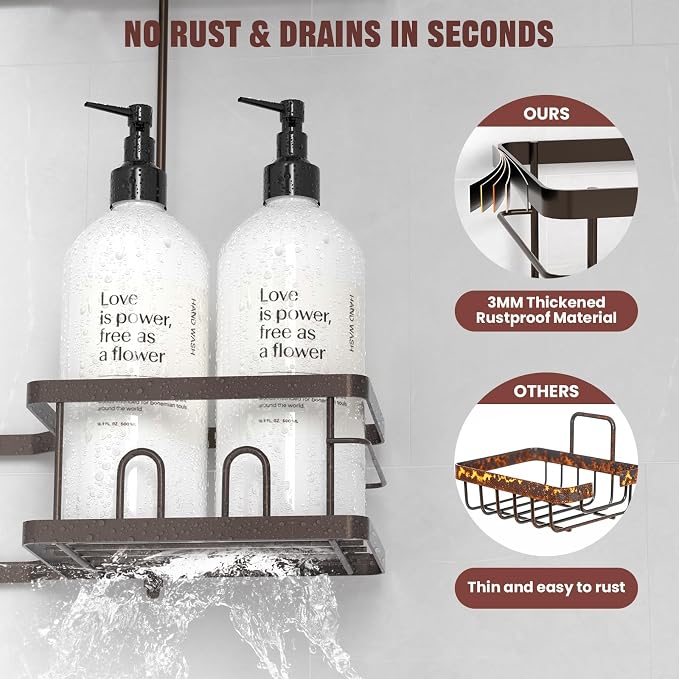 REINHARDT Adjustable Shower Caddy Hanging Rustproof Shower Caddy - Image 7