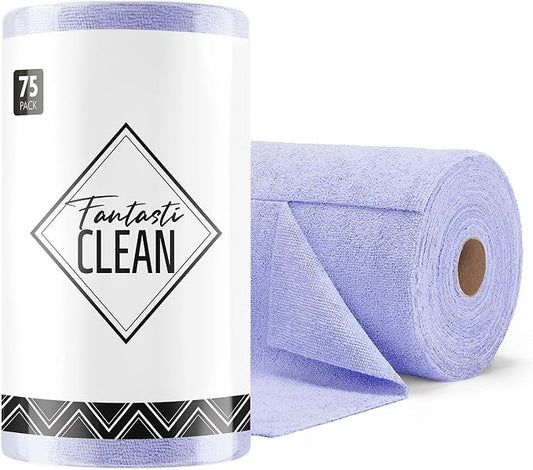 Fantasticlean Microfiber Cleaning Cloth Roll -75 Pack, Tear Away Microfiber by Fantasticlean