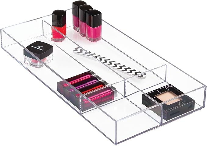 iDesign Clarity Plastic Divided Drawer Organizer, Storage Container by iDesign